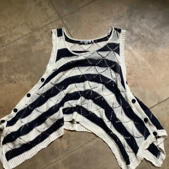Cecico collection summer sweater shrug M blue white loose bolero knit BU… - Picture 1 of 4